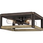 Quoizel Four Light Flush Mount Finn in Rustic Black