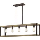 Quoizel Five Light Island Chandelier Finn in Rustic Black