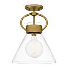 Quoizel One Light Semi Flush Mount Webster in Weathered Brass