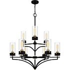 Quoizel Nine Light Chandelier Hillside in Matte Black