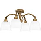 Quoizel Four Light Semi Flush Mount Quoizel SemiFlush Mount in Weathered Brass