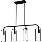 Quoizel Four Light Linear Chandelier Fairbanks in Matte Black