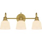 Quoizel Three Light Bath Hinton in Aged Brass