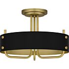 Quoizel Three Light Semi Flush Mount Madden in Aged Brass