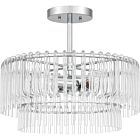 Quoizel Three Light Semi Flush Mount Tayshia in Polished Chrome