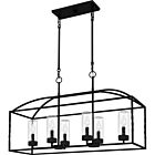 Quoizel Six Light Outdoor Linear Chandelier Thatcher in Earth Black