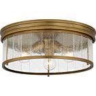 Quoizel Three Light Flush Mount Quoizel Flush Mount in Weathered Brass