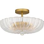 Quoizel Three Light Semi Flush Mount Quoizel SemiFlush Mount in Brushed Gold