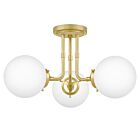 Quoizel Three Light SemiFlush Mount Landry in Satin Brass