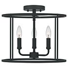 Quoizel Three Light Semi Flush Mount Abner in Matte Black