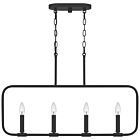 Quoizel Four Light Linear Chandelier Abner in Matte Black