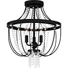 Quoizel Three Light Semi Flush Mount Adelaide in Matte Black