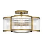 Quoizel Four Light SemiFlush Mount Aster in Weathered Brass