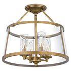 Quoizel Four Light SemiFlush Mount Barlow in Weathered Brass