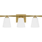 Quoizel Three Light Bath Brindley in Aged Brass