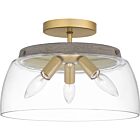 Burkett 3-Light Semi-Flush Mount in Light Gold