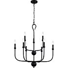 Quoizel Nine Light Chandelier Blanche in Matte Black