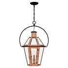 Quoizel Three Light Outdoor Hanging Lantern Burdett in Aged Copper