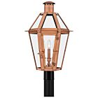 Quoizel Three Light Outdoor Post Lantern Burdett in Aged Copper