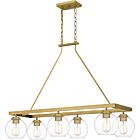 Celadon 6-Light Island Chandelier in Aged Brass