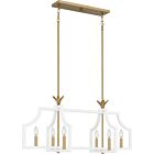 Quoizel Six Light Linear Chandelier Dusty Lane in Matte White