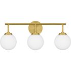 Quoizel Three Light Bath Eloise in Aged Brass