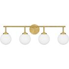 Quoizel Four Light Bath Eloise in Aged Brass