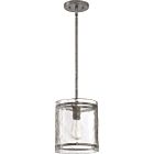 Quoizel One Light Mini Pendant Fortress in Mottled Silver