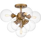 Quoizel Five Light Semi Flush Mount Glinda in Brushed Weathered Brass