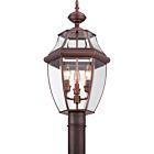 Quoizel Three Light Outdoor Post Lantern Newbury in Aged Copper