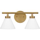 Ira 2-Light Bathroom Vanity Light in Weathered Brass