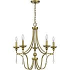 Quoizel Five Light Chandelier Joules in Aged Brass