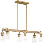 Quoizel Six Light Island Chandelier Kelleher in Nouveau Painted Weathered Brass