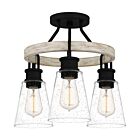 Quoizel Three Light Semi Flush Mount Kingsbridge in Earth Black