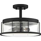 Quoizel Three Light Semi Flush Mount Ludlow in Earth Black