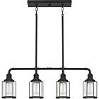 Quoizel Four Light Linear Chandelier Ludlow in Earth Black