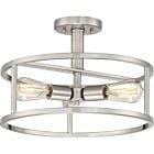 Quoizel Three Light SemiFlush Mount New Harbor in Brushed Nickel