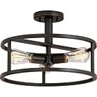 Quoizel Three Light SemiFlush Mount New Harbor in Western Bronze