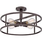 Quoizel Four Light SemiFlush Mount New Harbor in Western Bronze