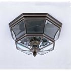 Quoizel Three Light Outdoor Flush Mount Newbury in Medici Bronze