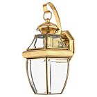 Quoizel One Light Outdoor Wall Lantern Newbury in Polished Brass