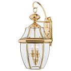 Quoizel Two Light Outdoor Wall Lantern Newbury in Polished Brass