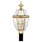 Quoizel Three Light Outdoor Post Lantern Newbury in Polished Brass