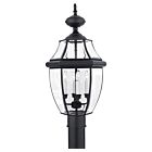 Quoizel Four Light Outdoor Post Mount Newbury in Mystic Black