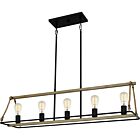 Quoizel Five Light Linear Chandelier Oak Park in Matte Black