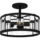 Quoizel Three Light Semi Flush Mount Lucia in Matte Black