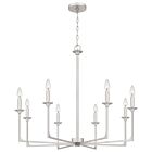 Quoizel Eight Light Chandelier Prescott in Brushed Nickel