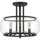 Pruitt 3-Light Semi-Flush Mount in Matte Black