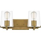 Perry 2-Light Bathroom Vanity Light in Weathered Brass