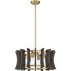 Quoizel Four Light Pendant Cordelia in Aged Brass